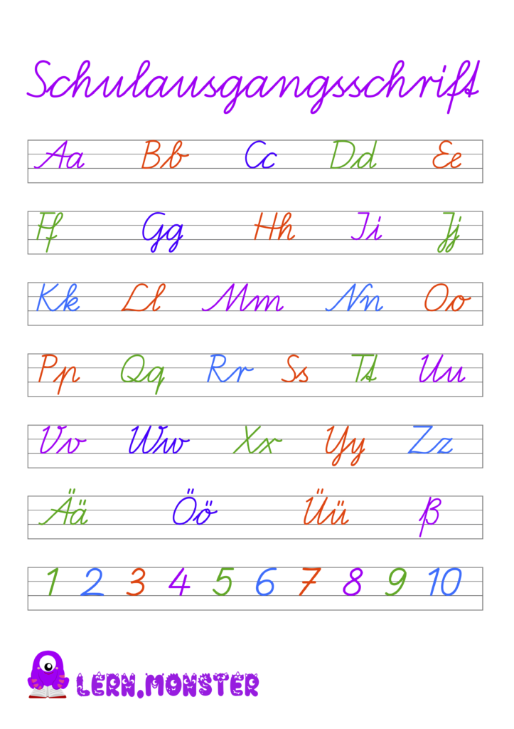 Schreibschrift Übungsblätter zum Ausdrucken - Lern.Monster